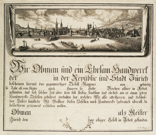 JR Metzger - Stadt Züricher Handwerkerbrief